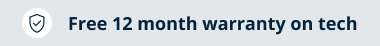 12 month warranty on all tech items