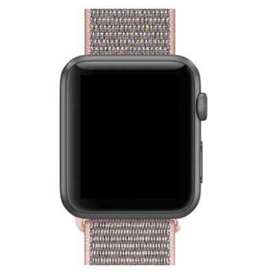 space grey apple watch with pink sand band