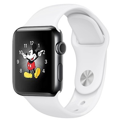 stainless steel case with white sport band