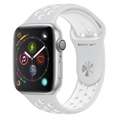 Apple Watch Series 4 GPS Silver Aluminium 44MM Pure Platinum White Nike Sport Band