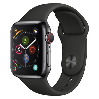Apple Watch Series 4 GPS Cellular Black Stainless Steel 44MM Black Sport Band UNLOCKED