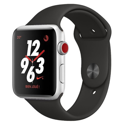 Apple Watch Nike Series 3 42mm GPS Cellular Silver Aluminium Black Sport Band EE