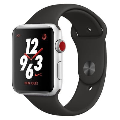 Apple Watch Nike+ Series 3 GPS+ Cellular Silver Aluminium 42MM Black Sport  Band