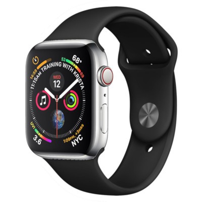Apple Watch Series 4 Gps Cellular Silver Stainless S 44mm Black Sport Band Musicmagpie Store