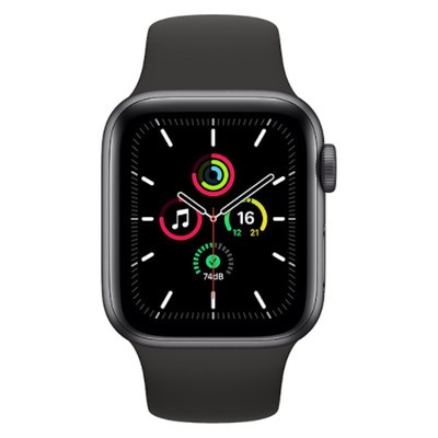 Apple Watch SE GPS + Cellular Space Grey Aluminium 44MM Black Sport Band view 2