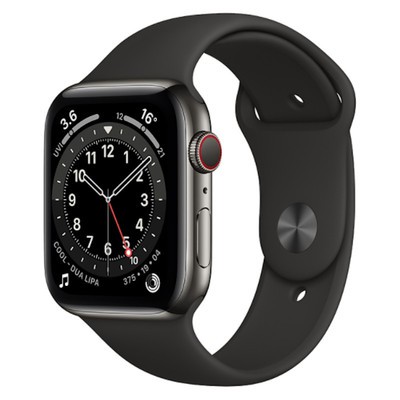 Apple Watch Series 6 GPS + Cellular Graphite SS 44mm Black Sport Band - Pristine