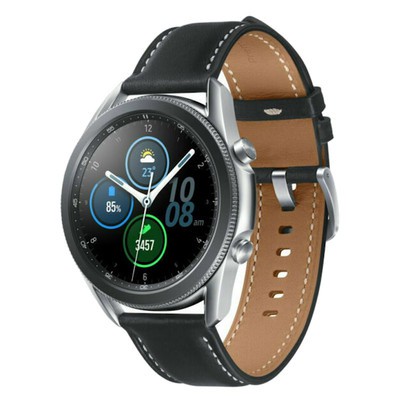 Samsung Galaxy Watch3 GPS Mystic Silver 45mm Black Leather Strap - Good