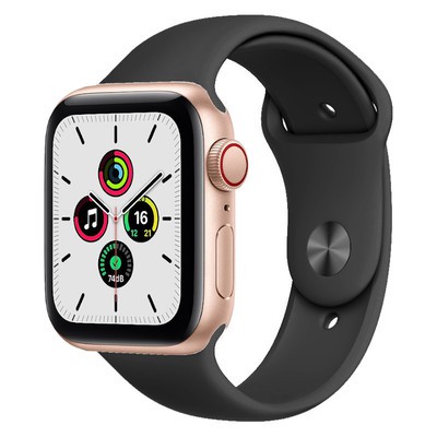 Apple Watch SE GPS Cellular Gold Aluminium 44MM Black Sport Band musicMagpie Store