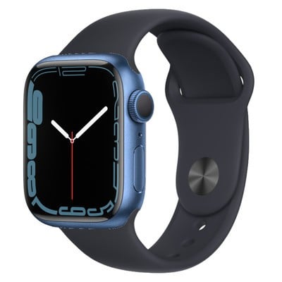 Apple Watch Series 7 GPS Blue Aluminium 45mm Black Sport Band - Very Good