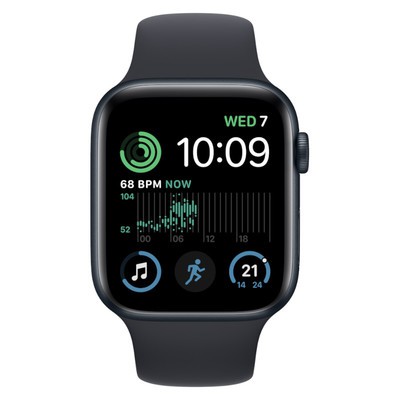 Apple Watch SE (2022) GPS + Cellular Midnight Aluminium 44MM Black Sport Band view 2