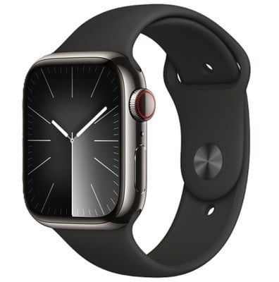 Apple Watch Series 9 GPS + Cellular Graphite Stainless Steel 45mm Black Sport Band - Very Good