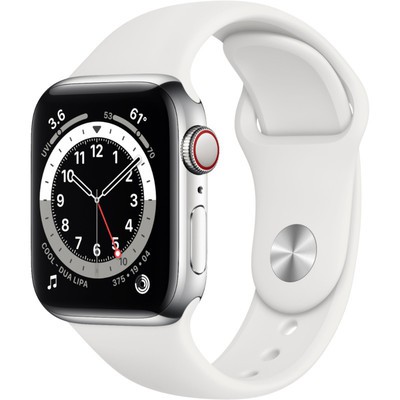 Apple Watch Series 6 GPS + Cellular Silver Aluminium 44mm White Sport Band - Good
