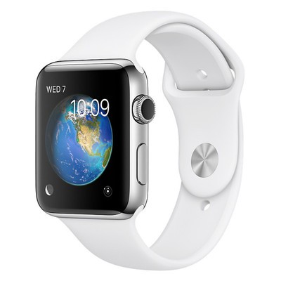 Apple Watch Series 7 GPS + Cellular Silver Stainless Steel 45mm White Sport Band - Good