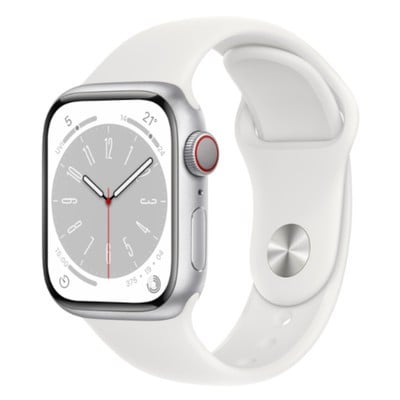 Apple Watch Series 8 GPS + Cellular Silver Aluminium 45mm White Sport Band - Very Good