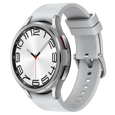 Samsung Galaxy Watch6 Classic Bluetooth Silver 43MM Hybrid Eco Silver Leather Band - Very Good Samsung Galaxy Watch6 Classic Bluetooth Silver 43MM Hybrid Eco Silver Leather Band - Very Good