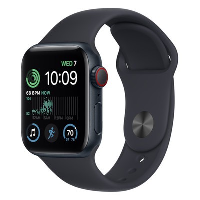 Apple Watch SE (2022) GPS + Cellular Midnight Aluminium 44mm Black Sport Band - Pristine