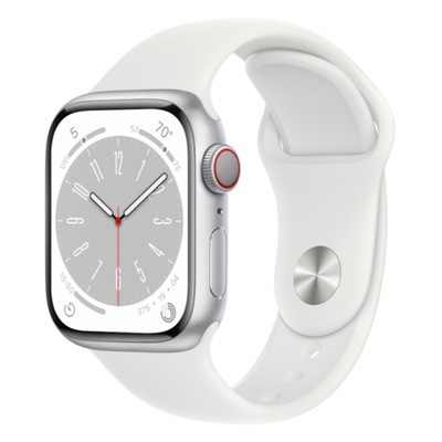 Apple Watch Series 8 GPS + Cellular Silver Aluminium 41mm White Sport Band - Good