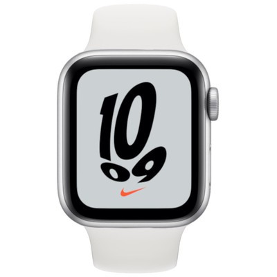 Apple Watch Nike SE GPS Silver Aluminium 44MM White Sport Band view 2