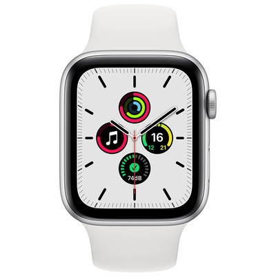 Apple Watch SE GPS + Cellular Silver Aluminium 44MM White Sport Band view 2
