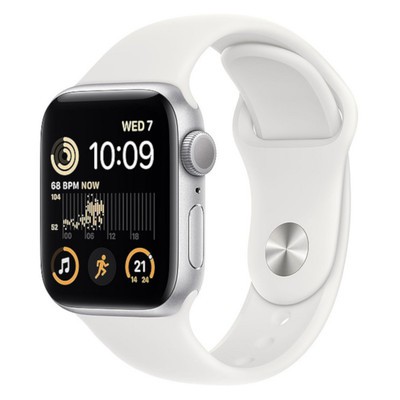 Apple Watch SE (2022) GPS Silver Aluminium 44mm White Sport Band - Good