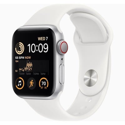 Apple Watch SE (2022) GPS + Cellular Silver Aluminium 44mm White Sport Band - Good