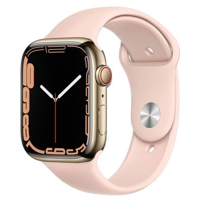 Apple Watch Series 7 GPS + Cellular Gold Stainless Steel 45mm Pink Sport Band - Good