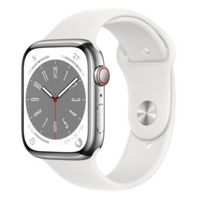 Apple Watch Series 8 GPS + Cellular Silver Stainless Steel 41mm White Sport Band - Good