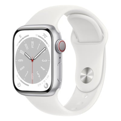 Apple Watch Series 8 GPS + Cellular Silver Aluminium 45mm White Sport Band - Good