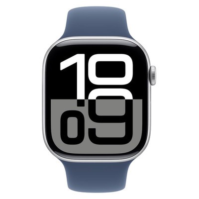 Apple Watch Series 10 GPS + Cellular Silver Aluminium 46MM Denim Sport Band view 2